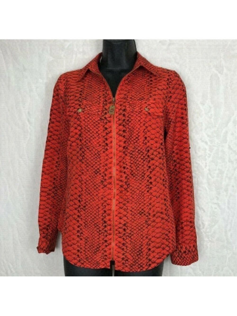 Michael Michael Kors Orange Snake Print Blouse Size XS